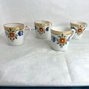 Japanese Tashiro Shoten Hand Painted Porcelain Demitasse Cup Floral Design
